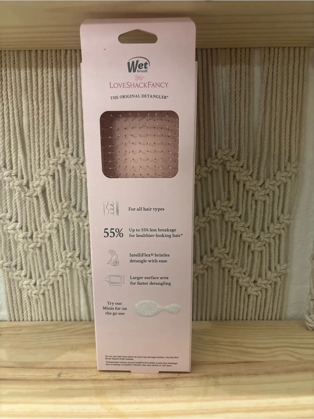 LoveShackFancy Pink Floral Paddle Detangler Brush